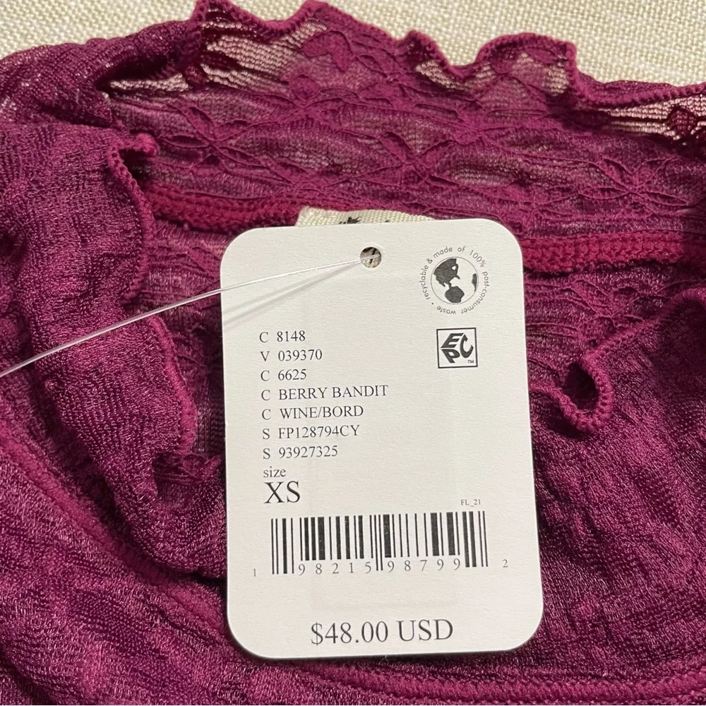 INTIMATELY Free people FROM THE START MOCKNECK LAYERING top sheer lace mesh